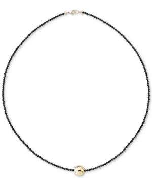 Lapis Lazuli (2mm) & Gold Bead 18 Collar Necklace In 14k Gold (also In Black Spinel) In 14k Gold