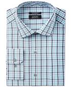 Alfani Men's Classic/regular Fit Performance Stretch Easy Care Outline Check Dress Shirt, Only At Macy's