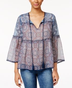 Jessica Simpson Rayna Printed Peasant Top