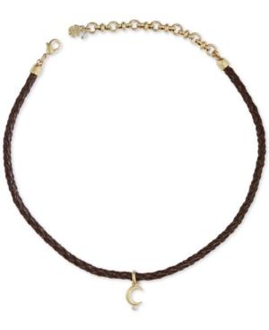 Lucky Brand Gold-tone Moon Leather Choker Necklace
