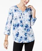 Jm Collection Printed Zip-neck Top, Created For Macy's