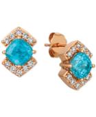 Le Vian Blue Zircon (2-3/8 Ct. T.w.) And Light Brown Diamond (1/3 Ct. T.w.) Stud Earrings In 14k Rose Gold