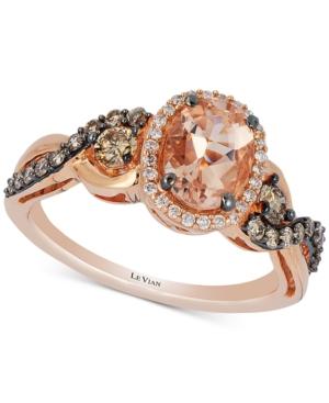 Le Vian Chocolatier Peach Morganite (3/4 Ct. T.w.) & Diamond (1/2 Ct. T.w.) Ring In 14k Rose Gold