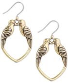 Lucky Brand Gold-tone Kissing Birds Drop Hoop Earrings