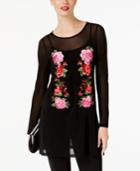 Inc International Concepts Embroidered Mesh Tunic, Created For Macy's