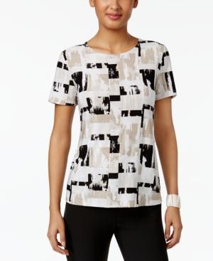Jm Collection Jacquard-print Top, Only At Macy's