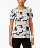 Jm Collection Jacquard-print Top, Only At Macy's