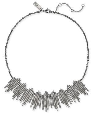I.n.c. Hematite-tone Crystal Bar Fringe Collar Necklace, 16 + 3 Extender, Created For Macy's