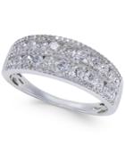 Diamond Two-row Horizontal Cluster Ring (1 Ct. T.w.) In 14k White Gold
