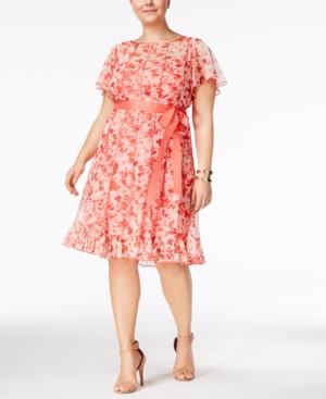 Jessica Howard Plus Size Floral-print Pintucked Dress