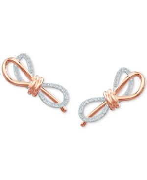 Swarovski Two-tone Pave Bow Stud Earrings
