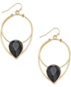 Inc International Concepts Gold-tone Jet Stone Drop Hoop Earrings, Only At Macy's