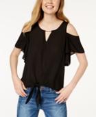 Bcx Juniors' Cold-shoulder Tie-front Top