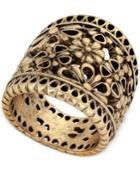 Lucky Brand Gold-tone Floral Openwork Statement Ring