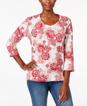 Karen Scott Print V-neck Top, Created For Macy's