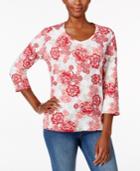 Karen Scott Print V-neck Top, Created For Macy's
