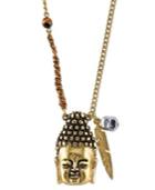 T.r.u. Gold-tone Buddha Head Pendant Necklace