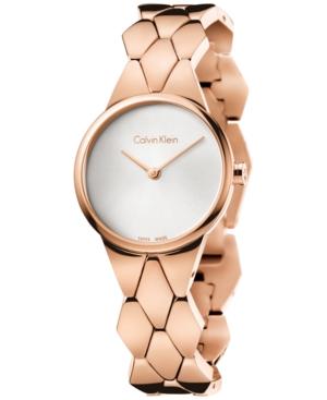 Calvin Klein Women's Swiss Snake Rose Gold-tone Pvd Stainless Steel Bracelet Watch 28mm K6e23646
