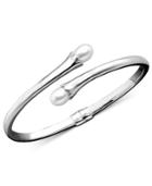 Sterling Silver Bangle, Cultured Freshwater Pearl