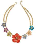 Erwin Pearl Atelier For Charter Club Gold-tone Multi-flower Statement Necklace, Only At Macy's
