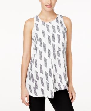 Alfani Petite Printed Asymmetrical-hem Blouse, Only At Macy's