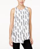 Alfani Petite Printed Asymmetrical-hem Blouse, Only At Macy's