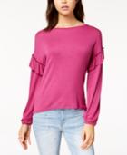 Ultra Flirt Juniors' Ruffled-sleeve Top