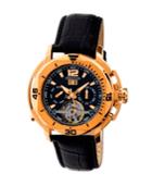 Heritor Automatic Lennon Rose Gold & Black Leather Watches 45mm