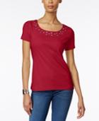 Karen Scott Embellished T-shirt, Created For Macy's