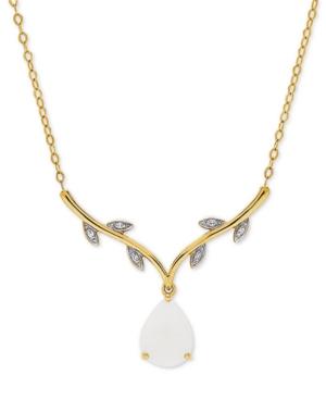 Opal (1-1/10 Ct. T.w.) & Diamond Accent 17 Pendant Necklace In 14k Gold