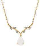 Opal (1-1/10 Ct. T.w.) & Diamond Accent 17 Pendant Necklace In 14k Gold