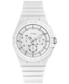 Guess Women's White Multifunction Silicone Strap Watch, 41mm U0942l1