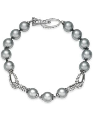Danori Hematite-tone Pave & Gray Imitation Pearl Bracelet, Created For Macy's