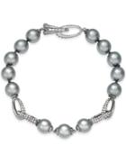 Danori Hematite-tone Pave & Gray Imitation Pearl Bracelet, Created For Macy's