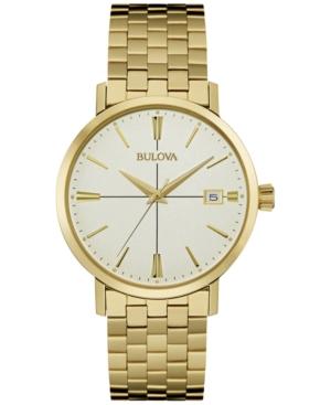 Bulova Men's Calendar Gold-tone Stainless Steel Bracelet Watch 39mm 97b152