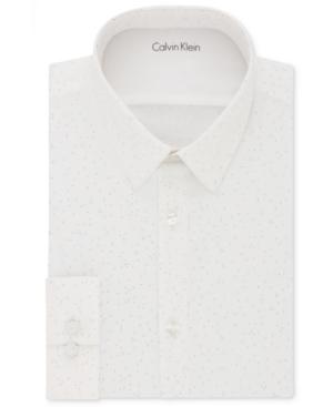 Calvin Klein Men's X Extra-slim Fit Stretch Black Dot Print Dress Shirt
