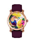 Bertha Quartz Gisele Collection Rose Gold And Plum Leather Watch 38mm
