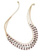 C.a.k.e. By Ali Khan Necklace, Gold-tone Mauve Bead Four-row Necklace