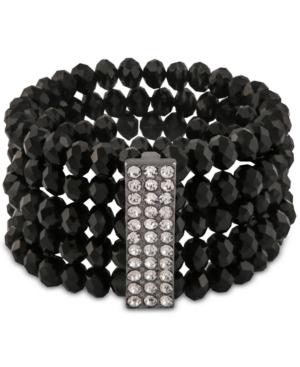 Say Yes To The Prom Hematite-tone Crystal And Stone Multi-row Stretch Bracelet