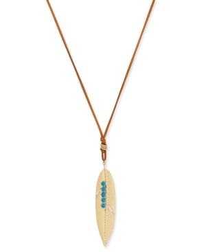 Danielle Nicole Gold-tone Turquoise-look Faux-suede Freebird Necklace