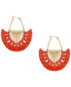 Lucky Brand Gold-tone Coral Tassel Drop Earrings