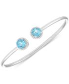 Blue Topaz Open Bangle Bracelet (3-1/5 Ct. T.w.) In Sterling Silver