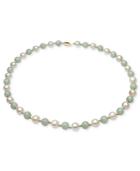 14k Gold Necklace, Cultured Freshwater Pearl And Jade