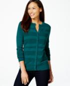 Charter Club Striped Button-front Cardigan, Only At Macy's