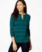 Charter Club Striped Button-front Cardigan, Only At Macy's
