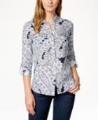 Charter Club Petite Printed Linen Shirt, Only At Macy's