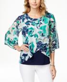 Style & Co. Petite Printed Layered-look Blouse