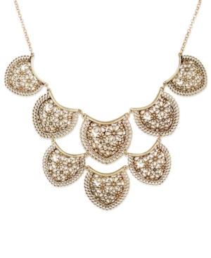 Lucky Brand Gold-tone Flower And Lace Statement Necklace