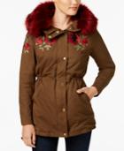 Buffalo David Bitton Hooded Embroidered Parka With Faux-fur Trim