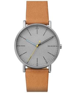 Skagen Men's Signature Tan Leather Strap Watch 40mm Skw6373